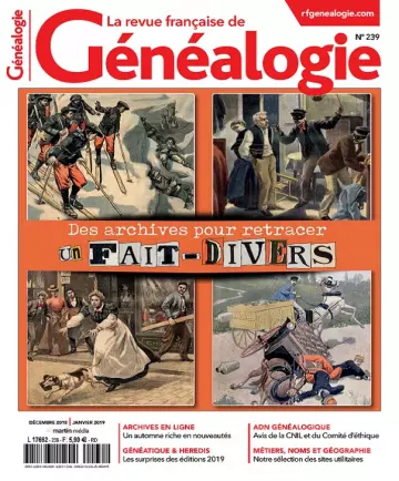 La Revue Française De Généalogie N°239 – Décembre 2018-Janvier 2019