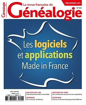La Revue Française De Généalogie N°247 – Avril-Mai 2020