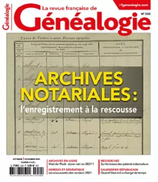 La Revue Française De Généalogie N°250 – Octobre-Novembre 2020