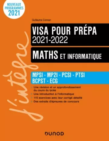 Maths et informatique - Visa pour la prépa 2021-2022 - MPSI-MP2I-PCSI-PTSI-BCPST-ECG