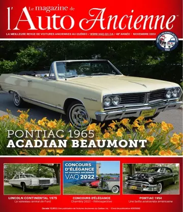 Le Magazine De L’Auto Ancienne – Novembre 2022