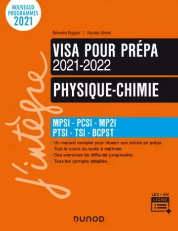 Physique-Chimie - Visa pour la prépa 2021-2022 - MPSI-PCSI-MP2I-PTSI-TSI-BCPST